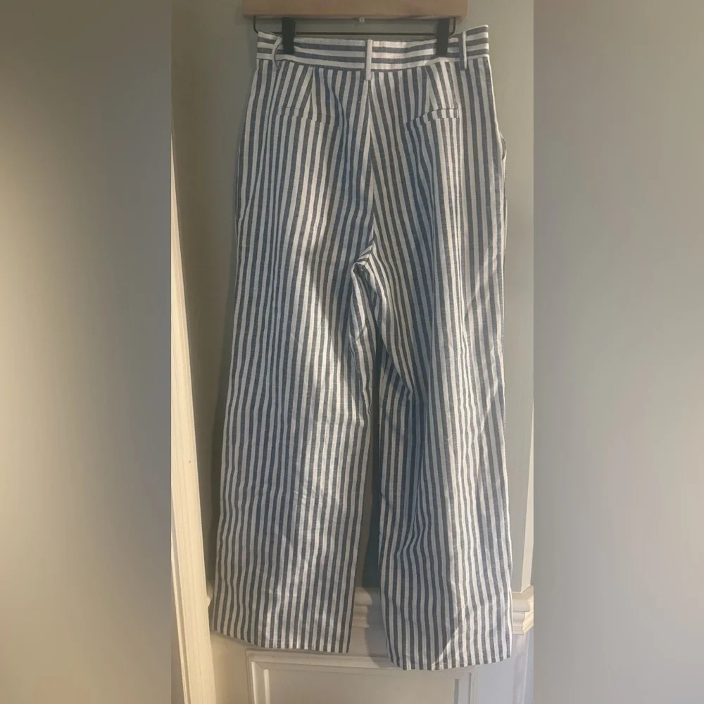 Aqua Striped Wide Leg Pants in Blue and White - Picture 2 of 10